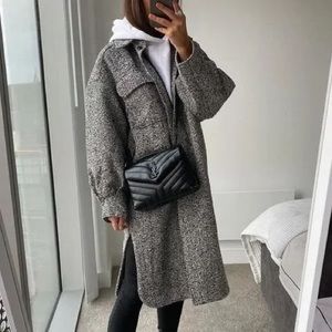 H&M Tweed Long Shacket Coat